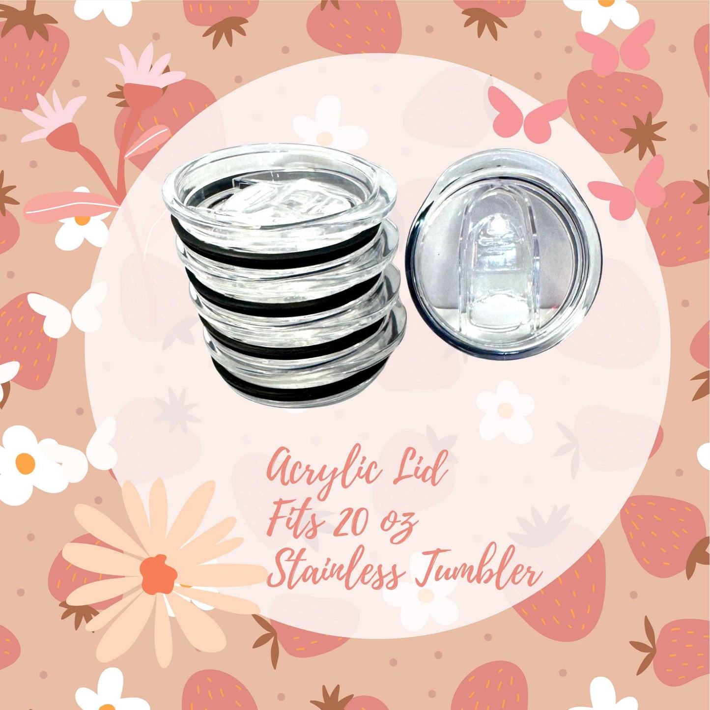 Clear Acrylic Lid for 20oz Stainless Tumblers