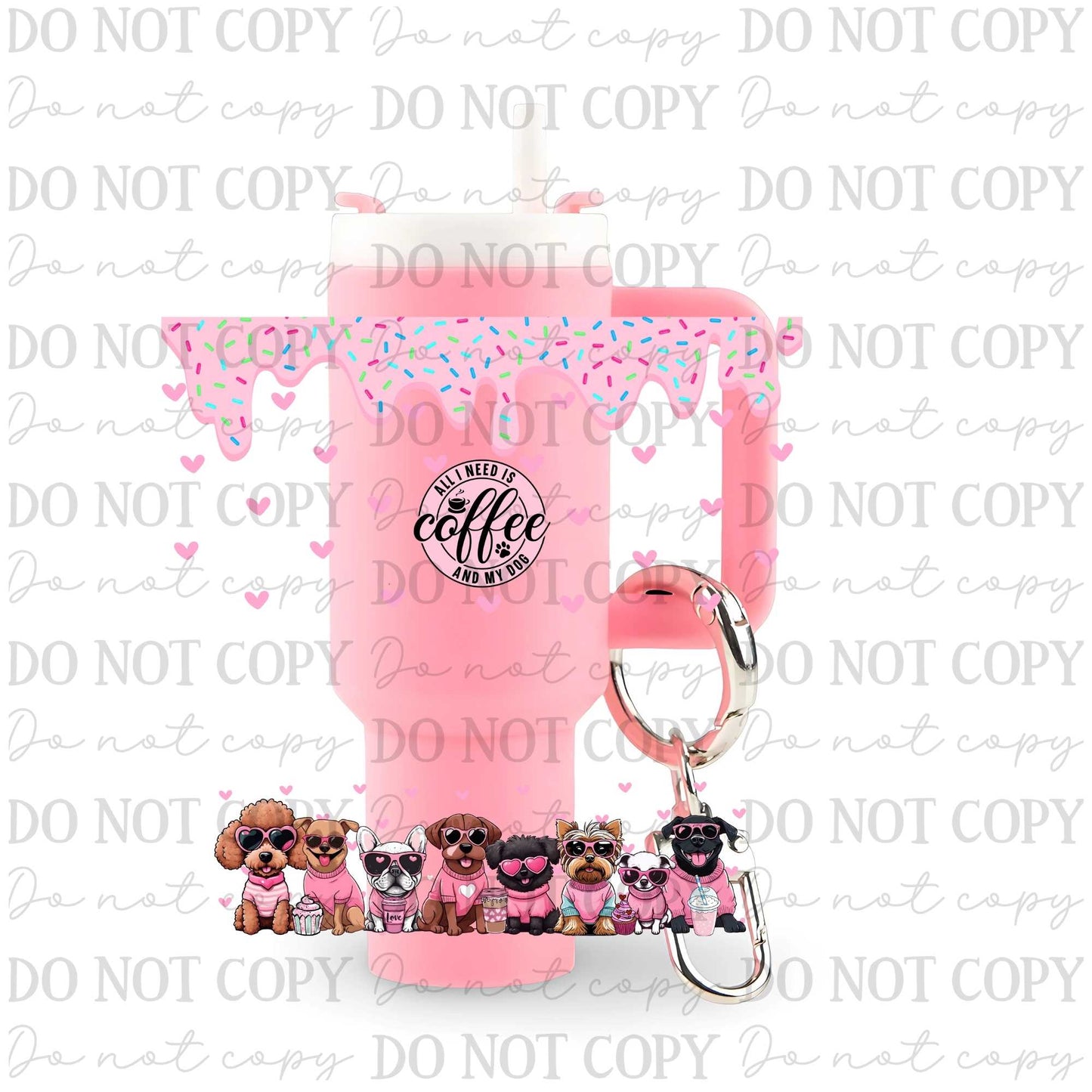 All I Need Is Coffee And My Dog Uv Dtf Wrap For Mini Tumbler Keychains