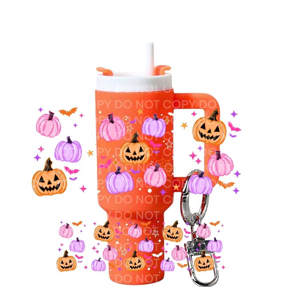 Colorful Pumpkins Uv Dtf Wrap For Mini Tumbler Keychains