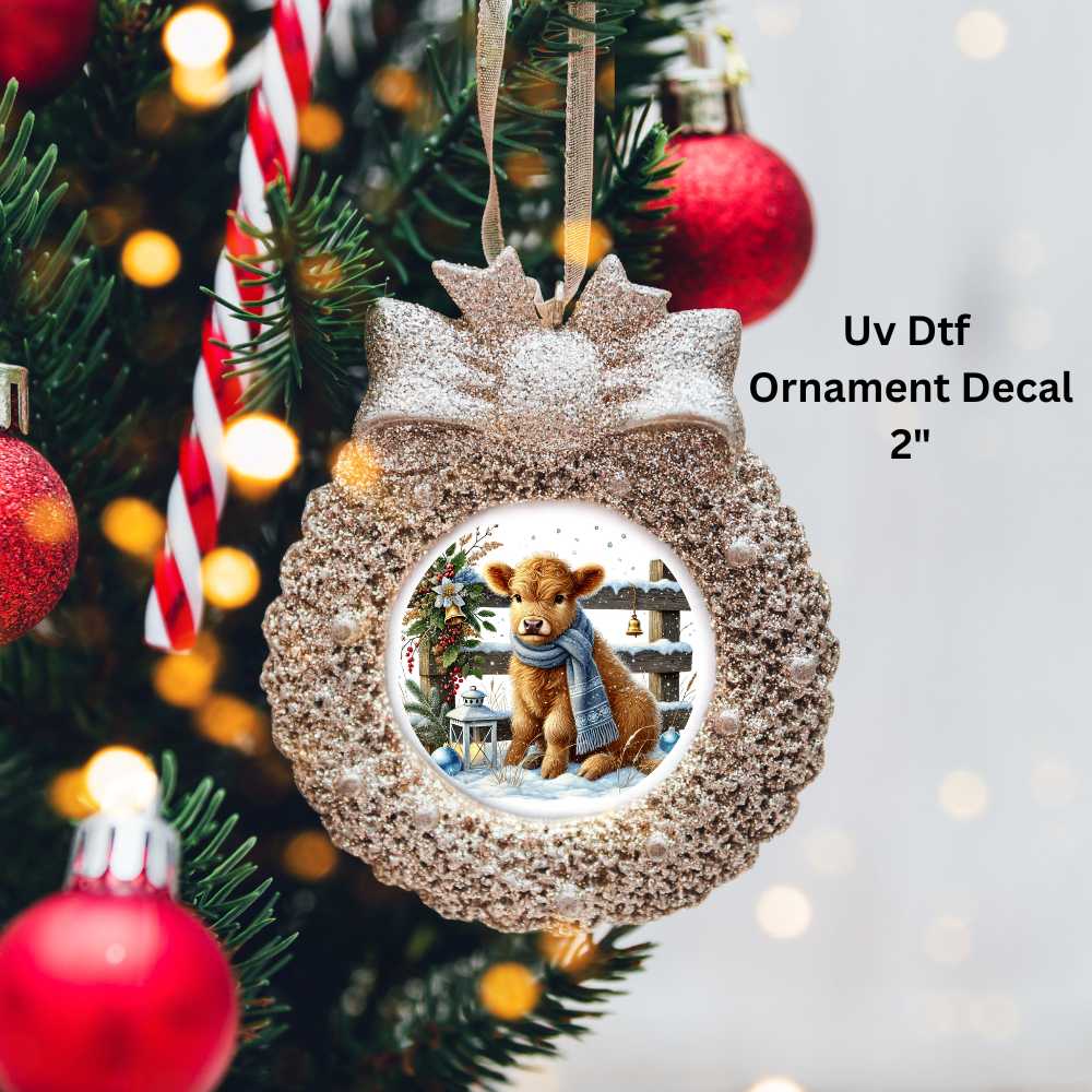 Highland Cow Christmas Ornament or Magnet UV DTF Decal