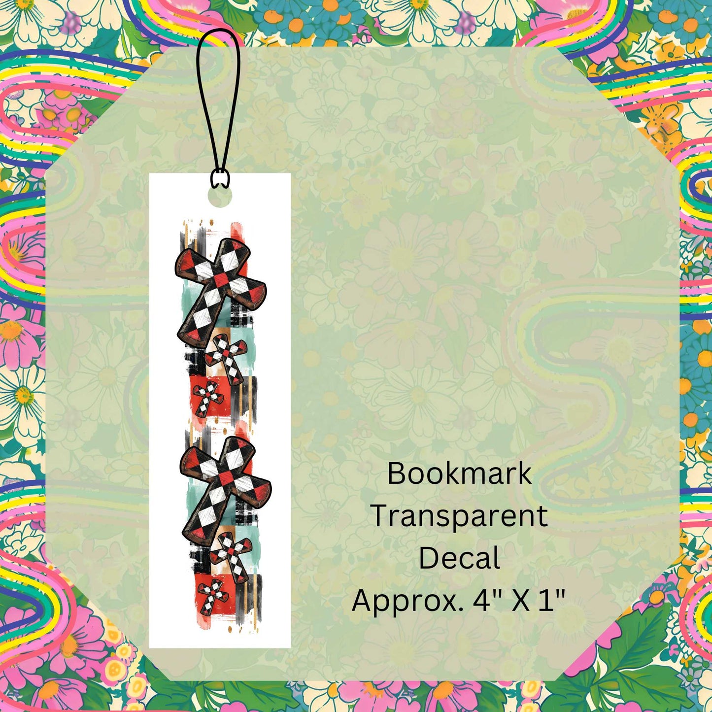 Crosses Design Single-Sided UV DTF Bookmark Decal