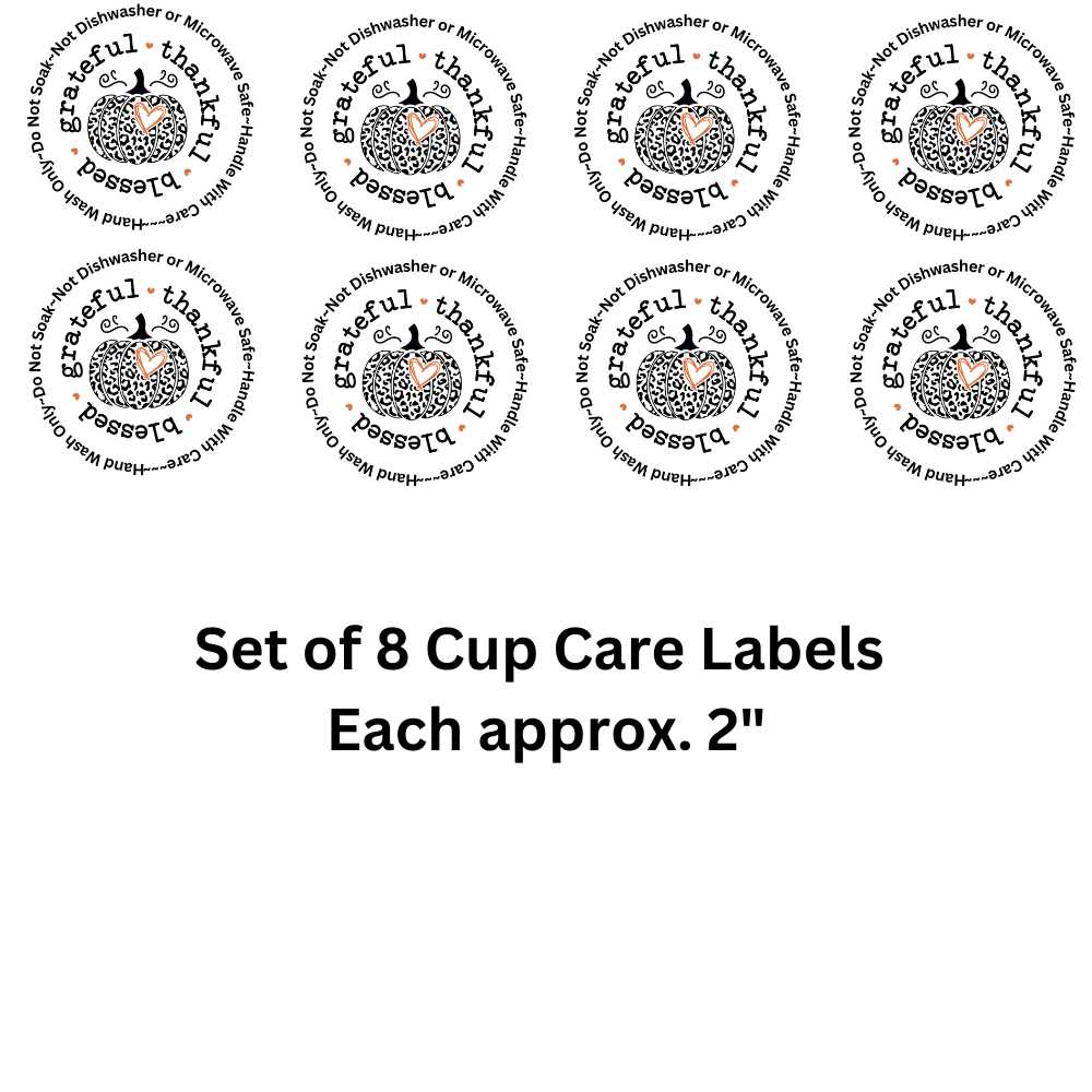 Grateful Thankful Blessed Cup Care Labels Uv Dtf Decals Double Sided