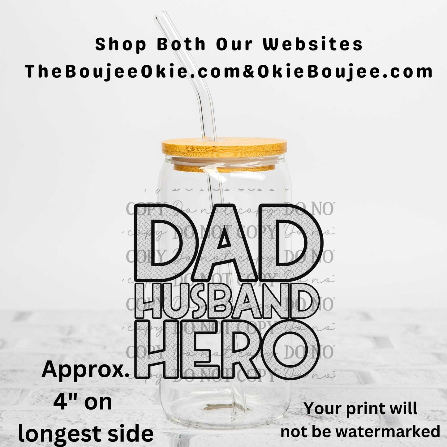 Dad Husband Hero Uv Dtf Decal Double Sided