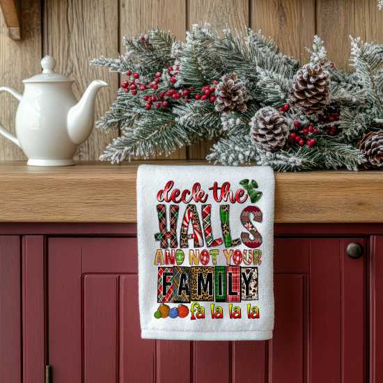 Deck The Halls And Not Your Family Towel Sublimation Print