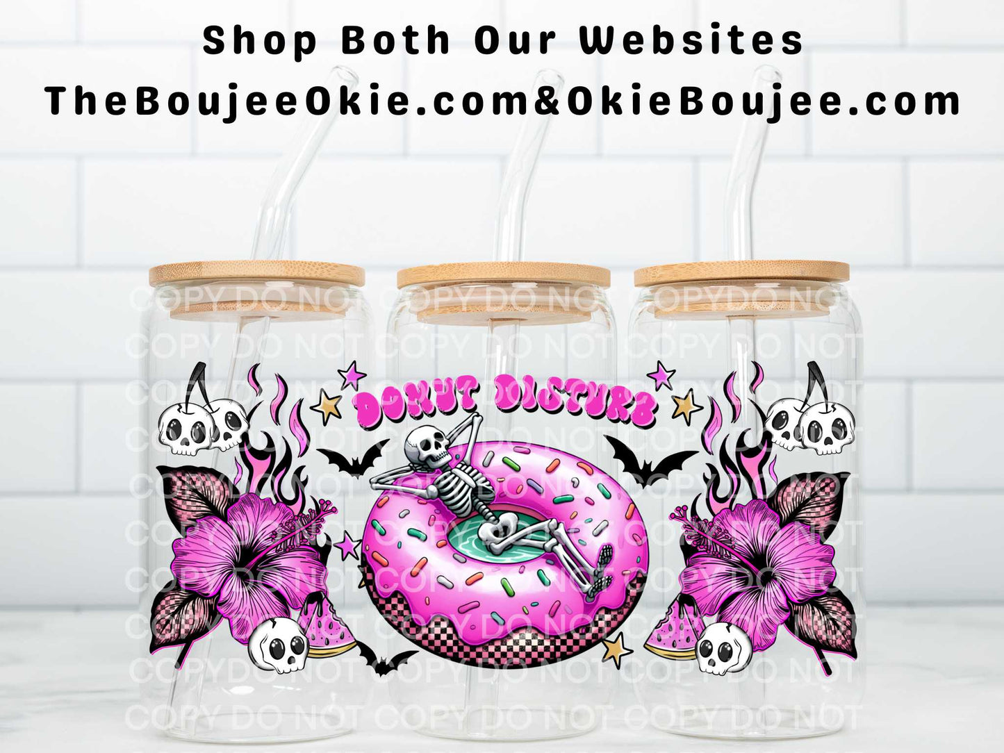 Donut Pool Float Skeleton Donut Disturb Uv Dtf Wrap Double Sided
