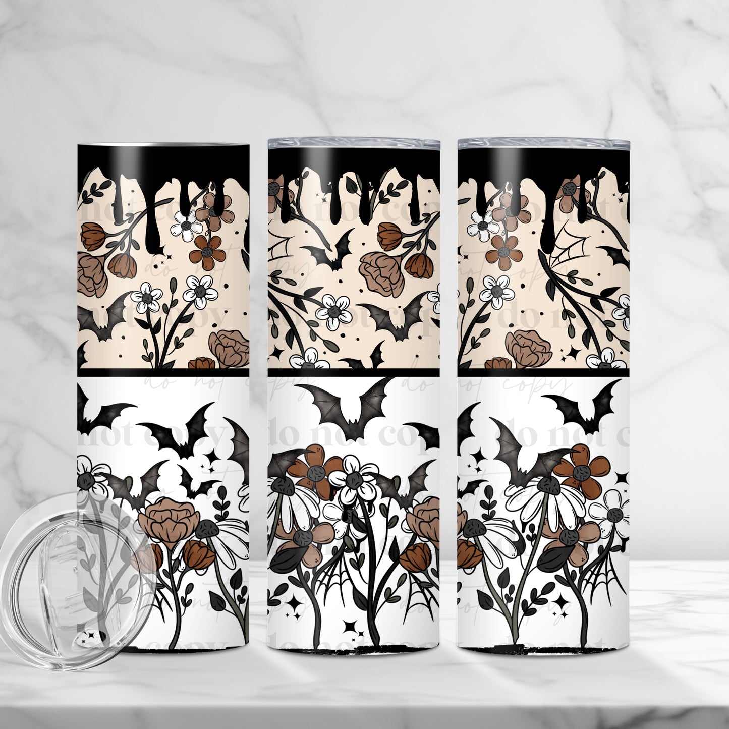 Fall Halloween Florals 20oz Skinny Tumbler Sublimation Print
