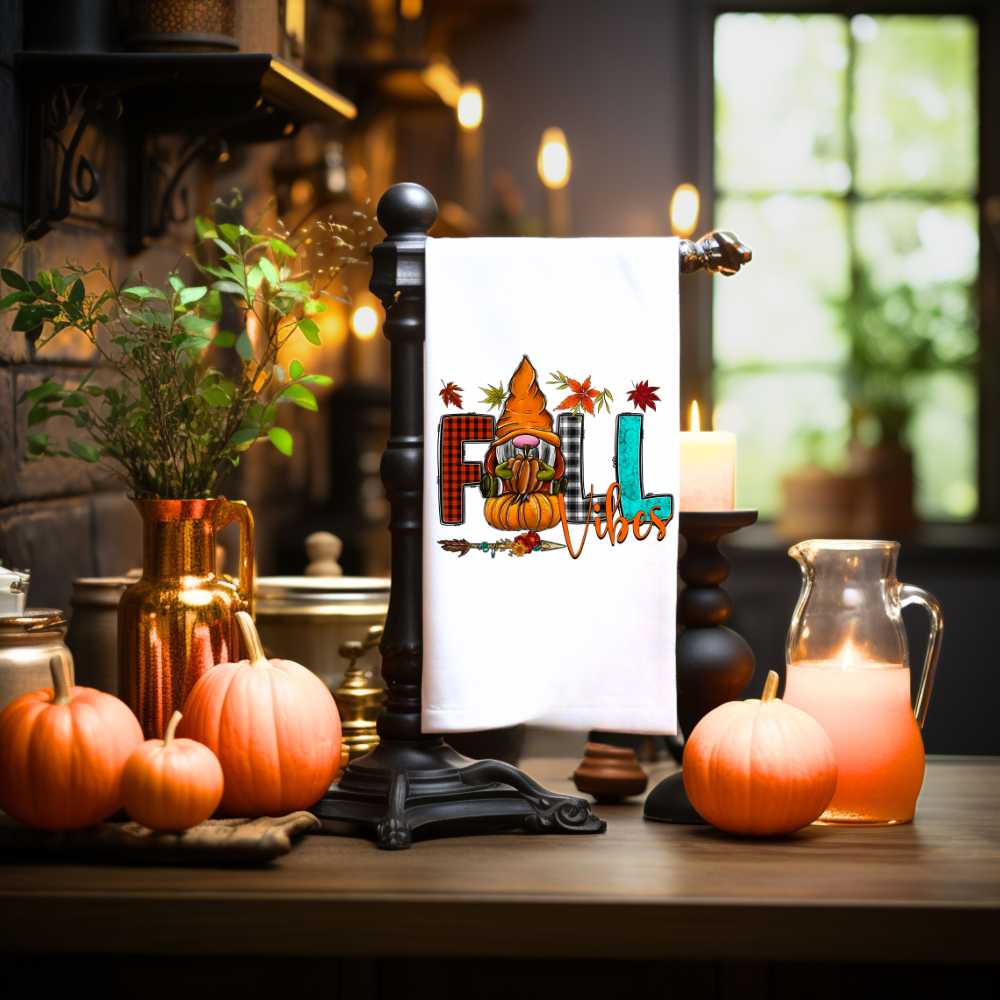 Fall Vibes Gnome Towel Sublimation Print