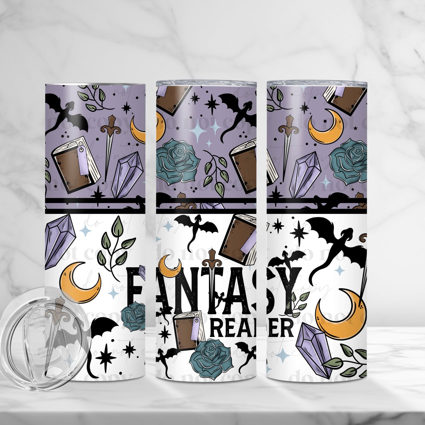 Fantasy Reader 20oz Skinny Tumbler Sublimation Print