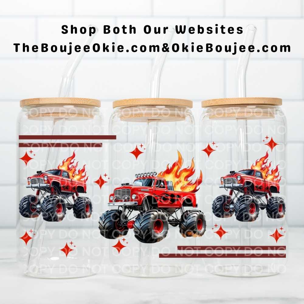 Flaming Trucks Uv Dtf Cup Wrap Double Sided