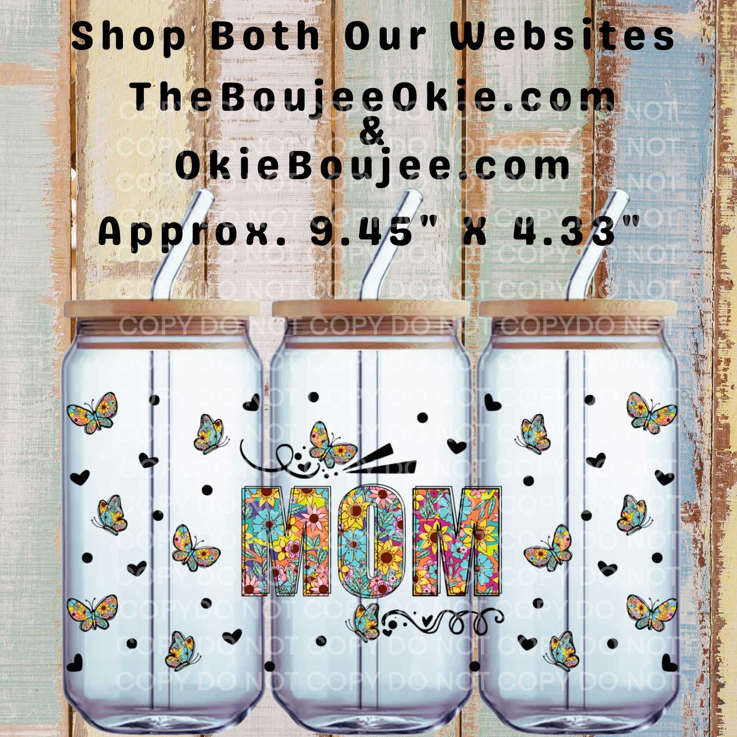 Floral Mom Letters & Butterflies Double Sided Uv Dtf Wrap