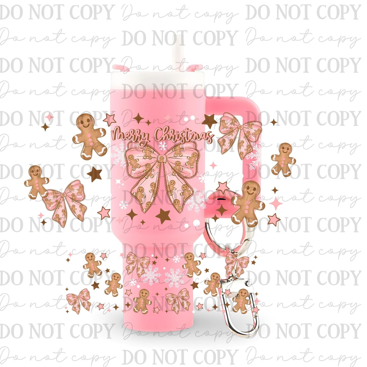Gingerbread & Bows Uv Dtf Wrap For Mini Tumbler Keychains
