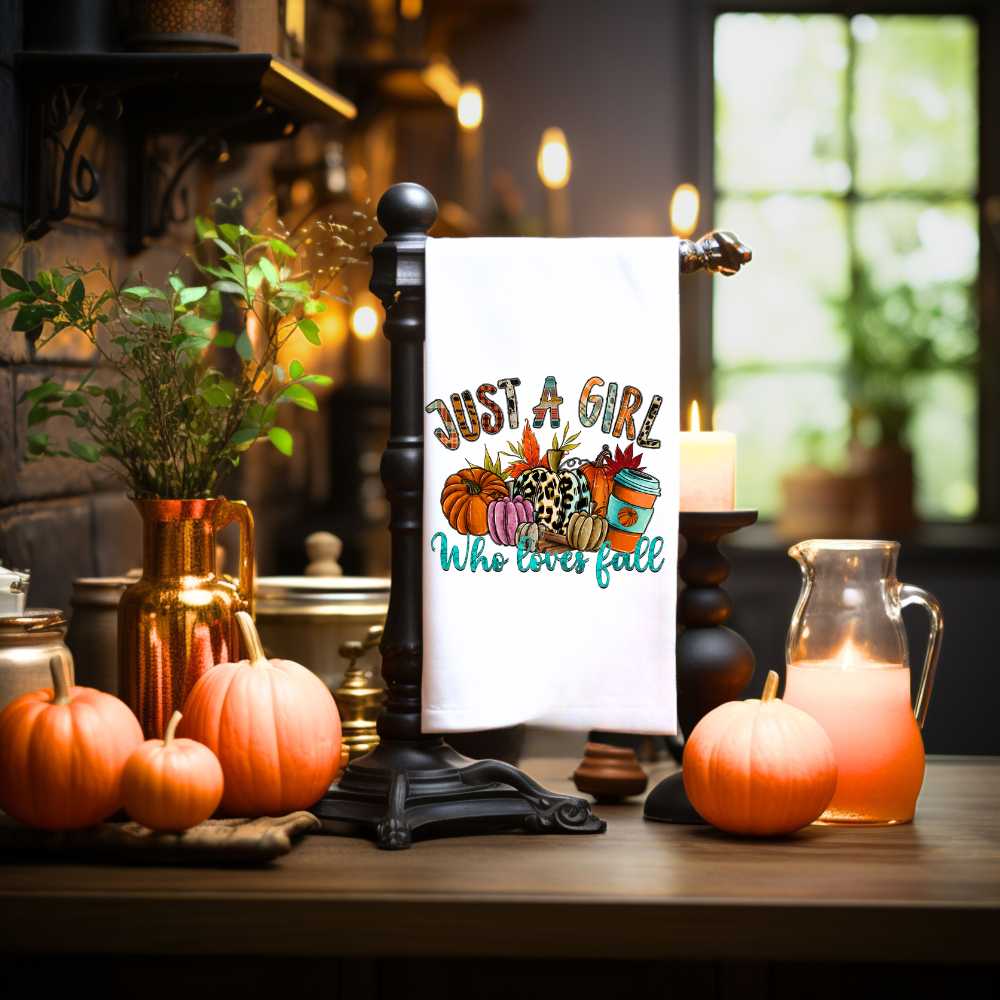 Just A Girl Who Loves Fall Towel Sublimation Print