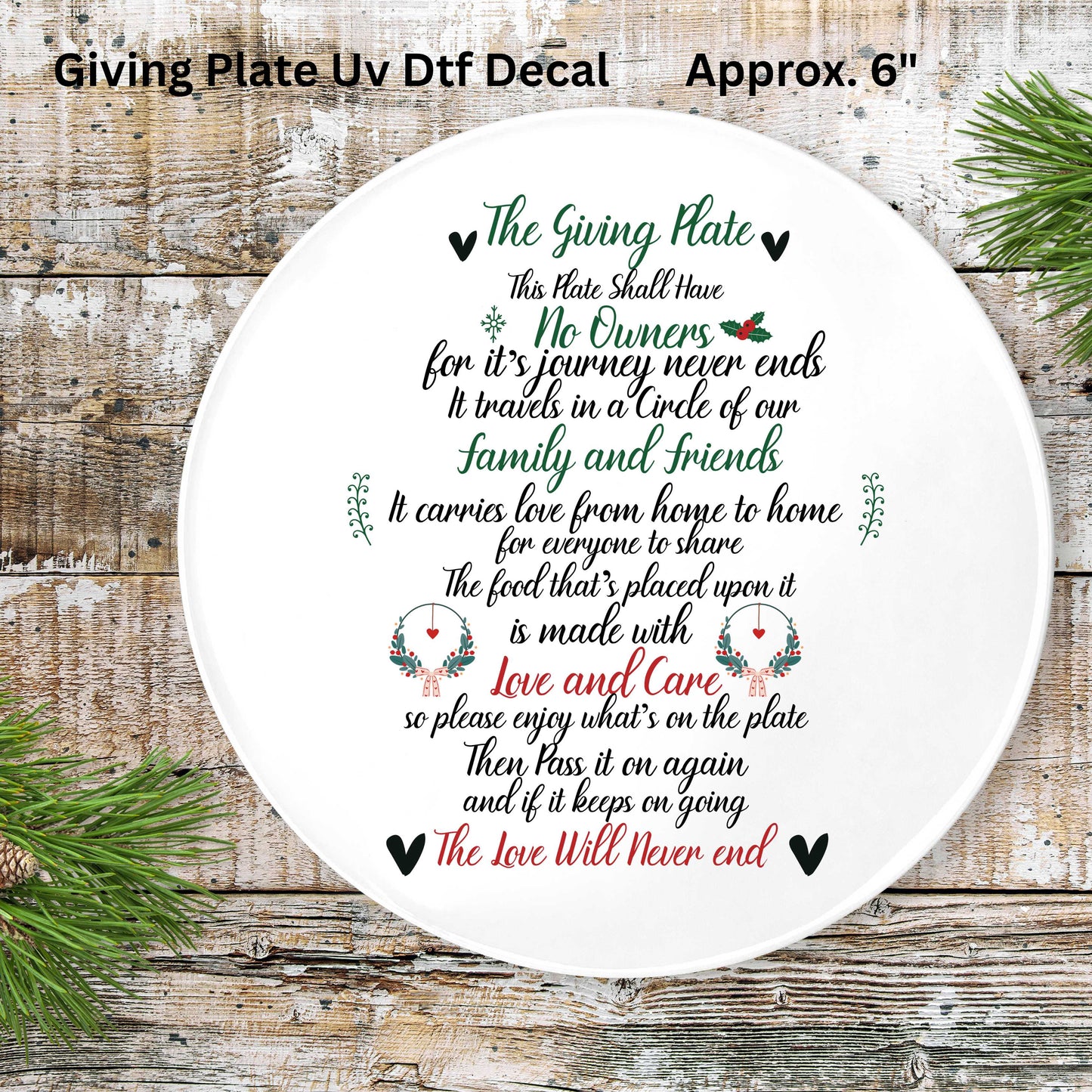 6" “The Giving Plate” UV DTF Decal — A Heartfelt Touch for Every Home