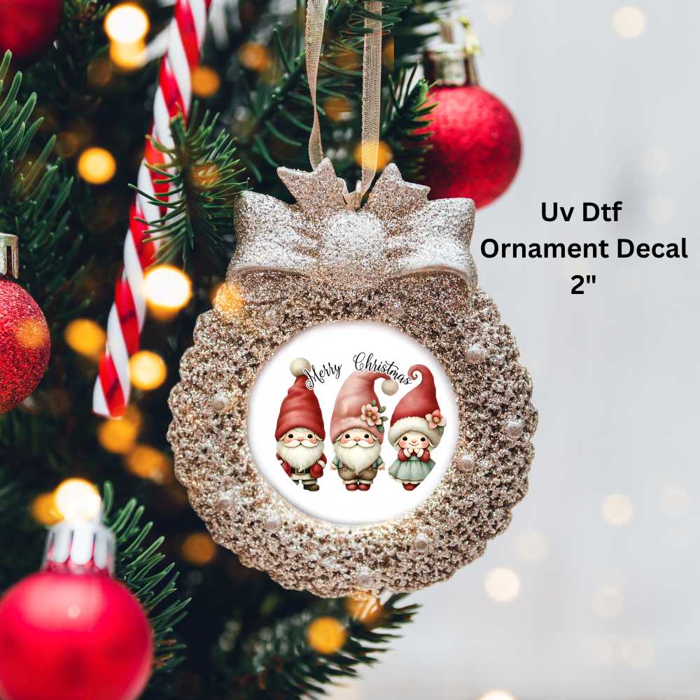 Christmas Gnome Family Ornament or Magnet UV DTF Decal