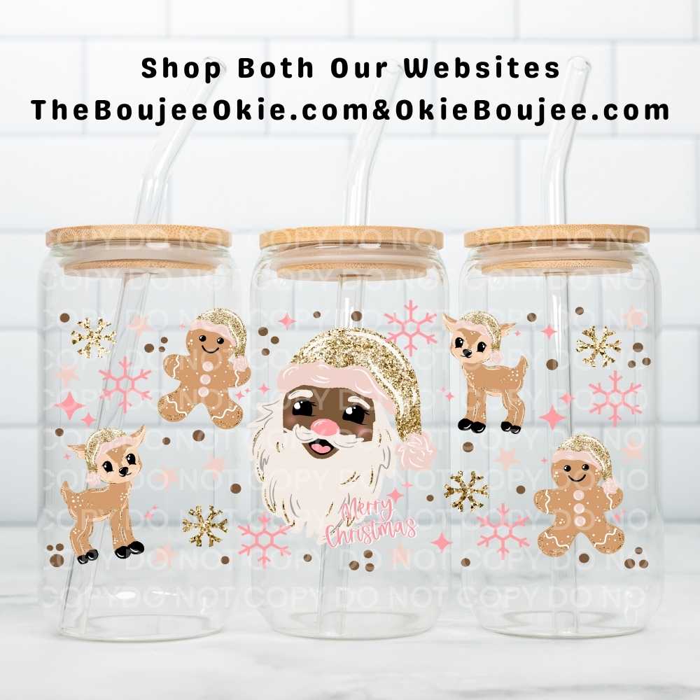 Glittery Santa Uv Dtf Wrap Brown Santa