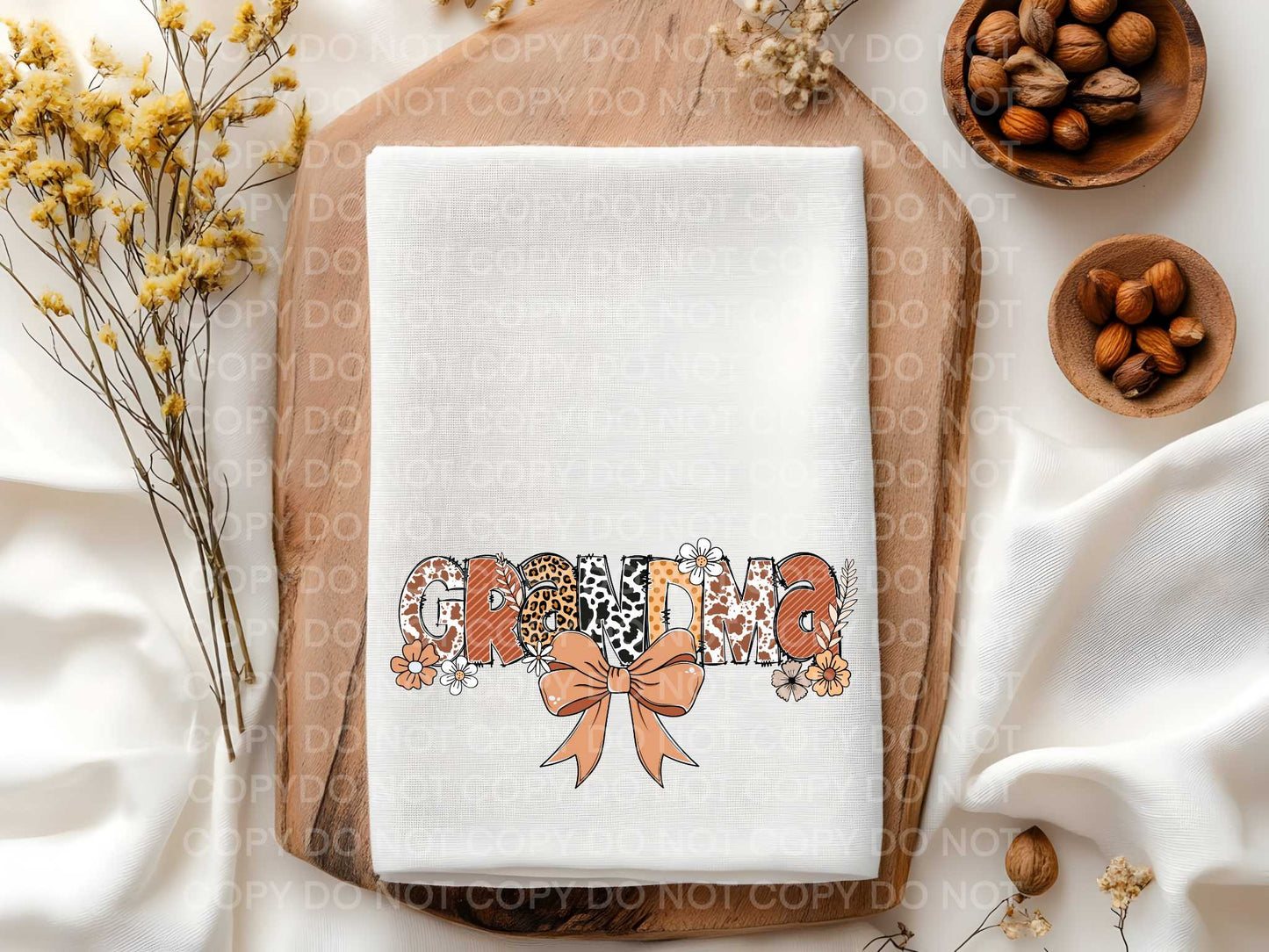 Grandma Western Floral Towel Sublimation Print