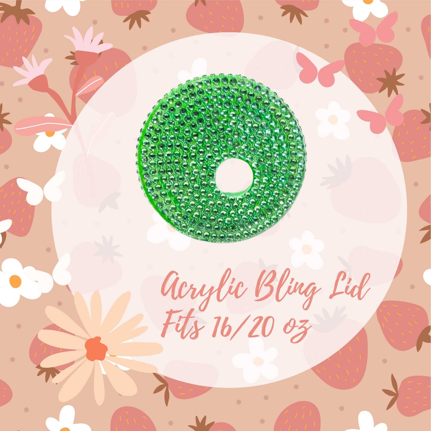 Green Acrylic Bling Lid For 16 and 20oz Beer Can Style Tumblers