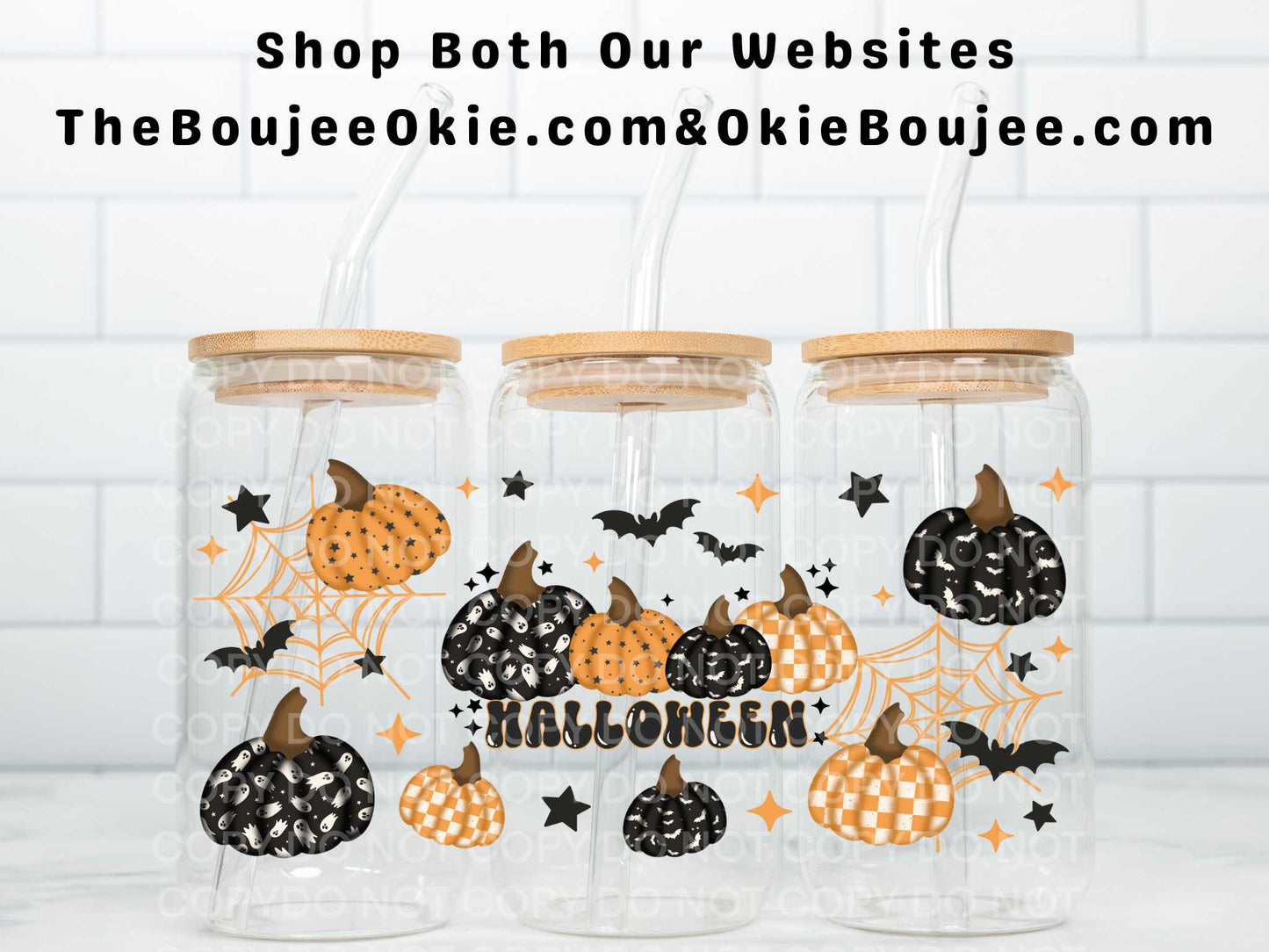 Cute Halloween Ghostie Pumpkins Uv Dtf Wrap Double Sided