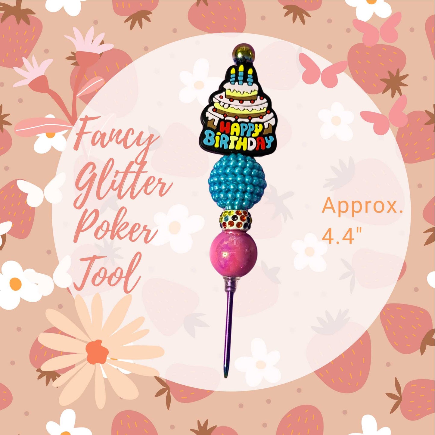 Fancy Beaded Glitter Poker Tool-Happy Birthday