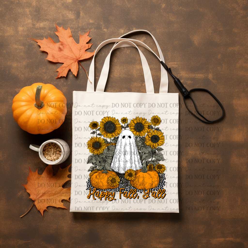 Happy Fall Y'All Tote Bag Sublimation Print