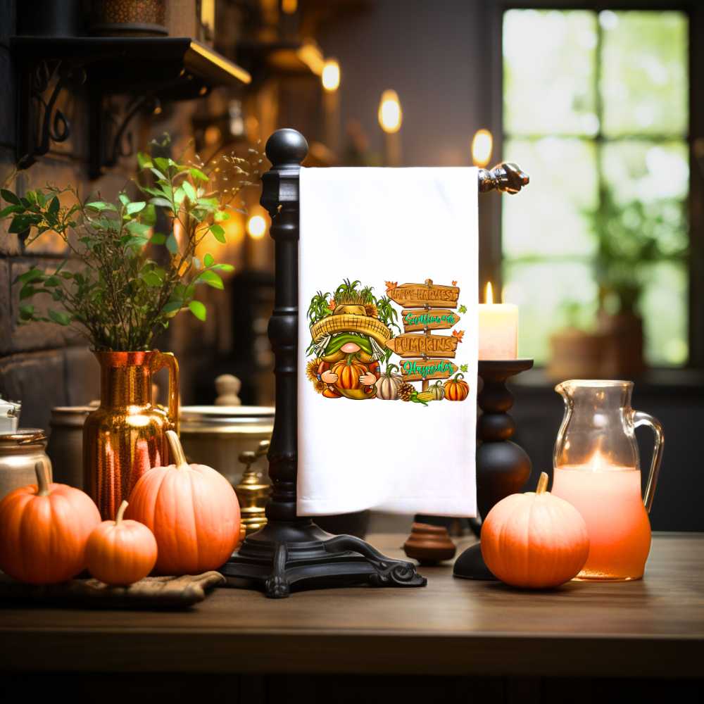 Happy Harvest Gnome Towel Sublimation Print