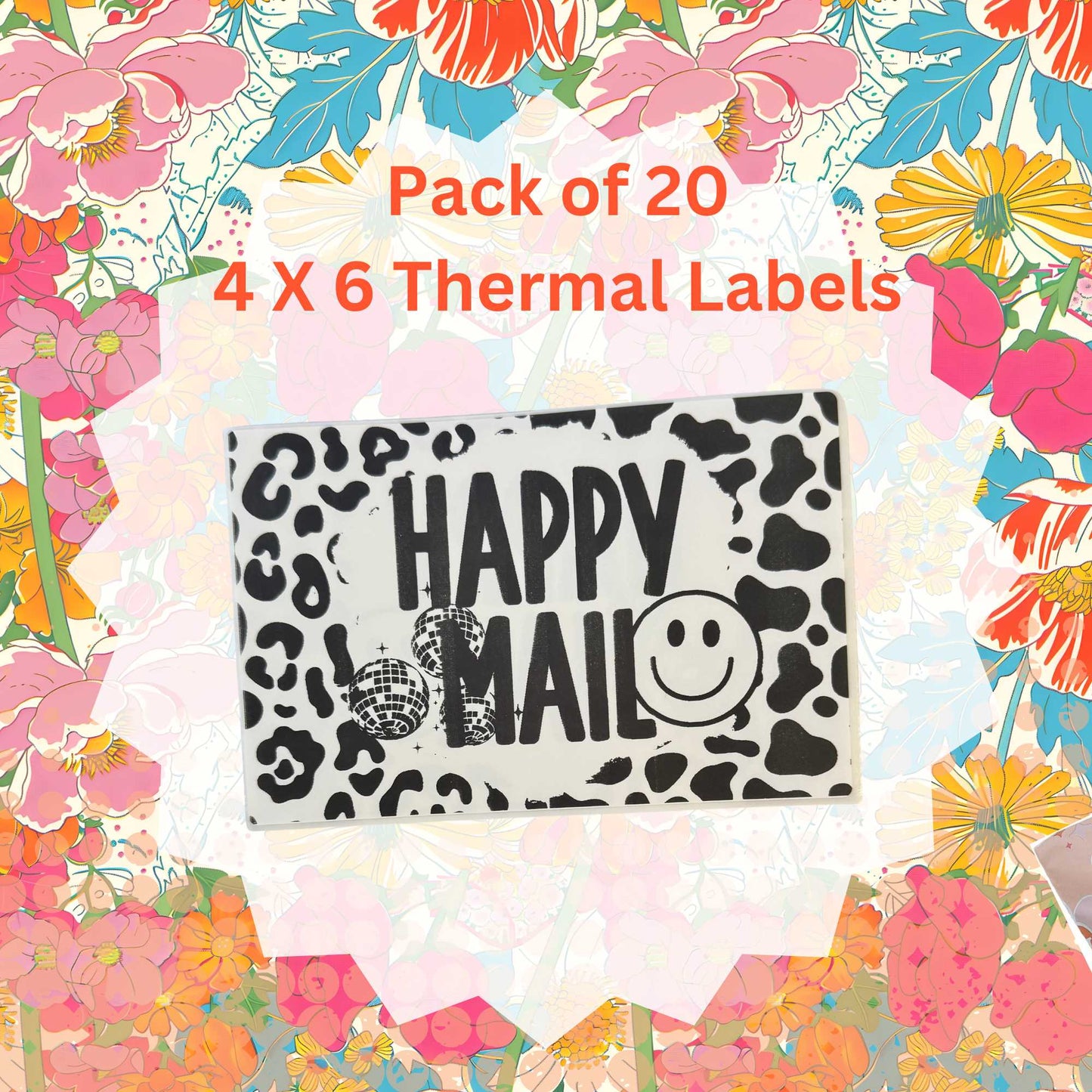 Pack of 20 Happy Mail Thermal Label Shipping Packaging Stickers