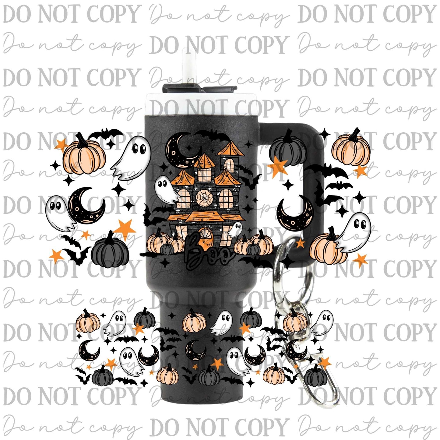 Haunted House Uv Dtf Wrap For Mini Tumbler Keychains