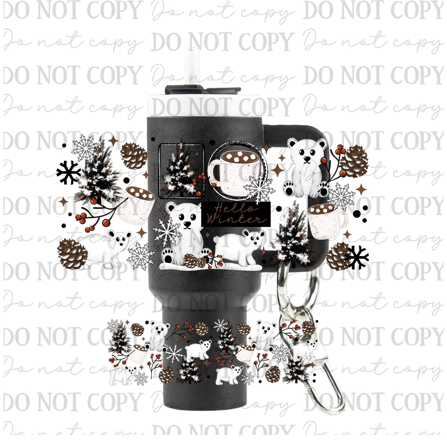 Hello Winter (Bears) Uv Dtf Wrap For Mini Tumbler Keychains