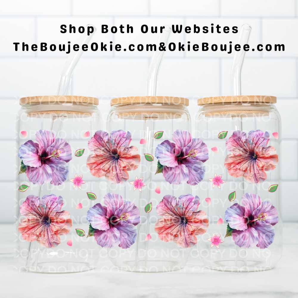 Hibiscus Flowers UV DTF Wrap Or Elements & Clip Art Sheet – Double Sided Cup Wrap Size