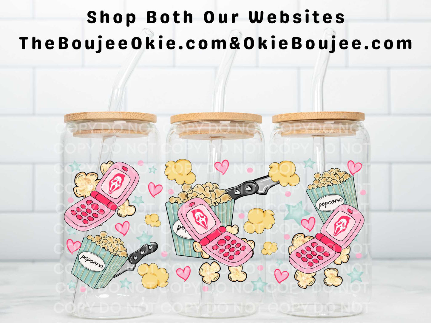 Horror Movie Popcorn Uv Dtf Wrap Double Sided