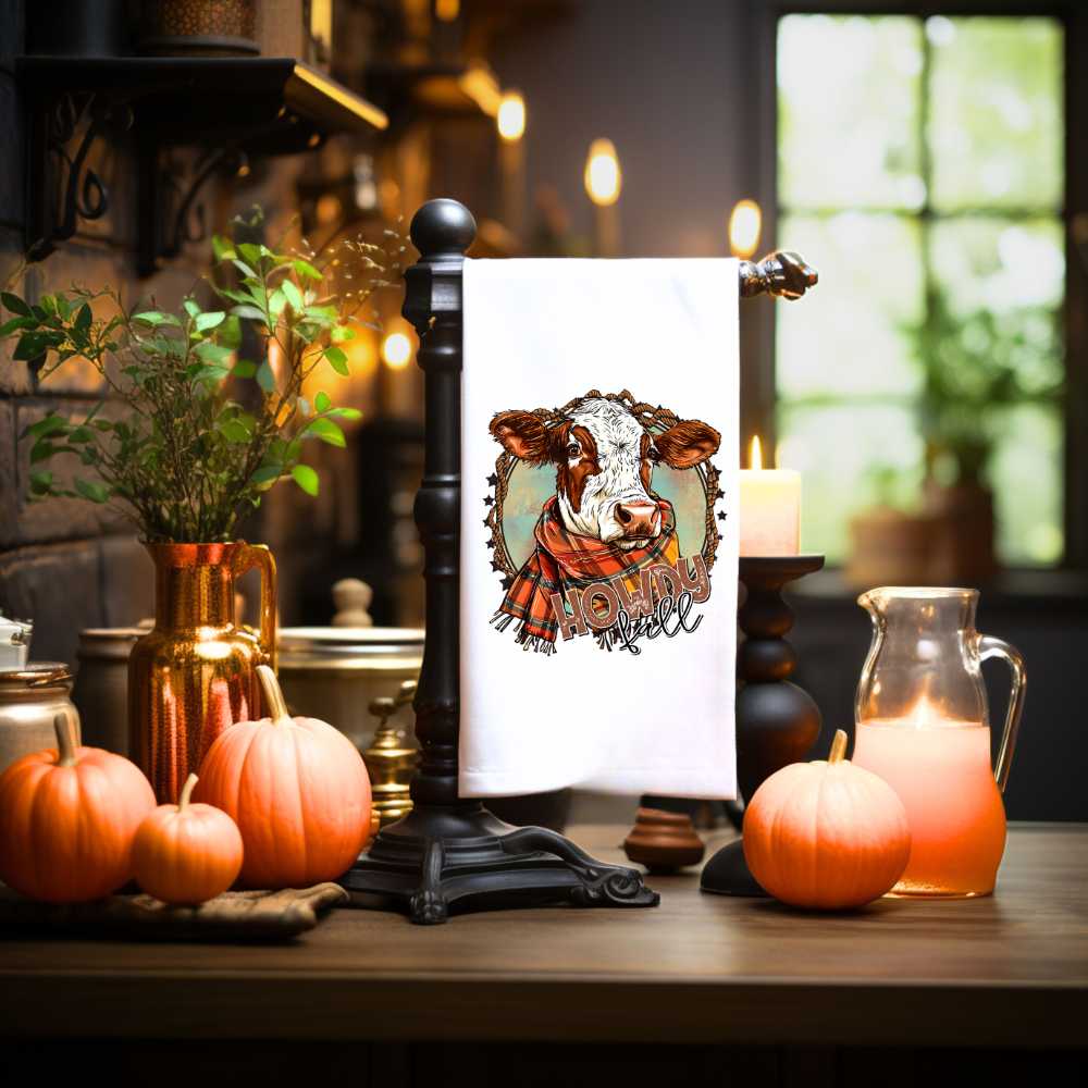 Howdy Fall Cow Towel Sublimation Print