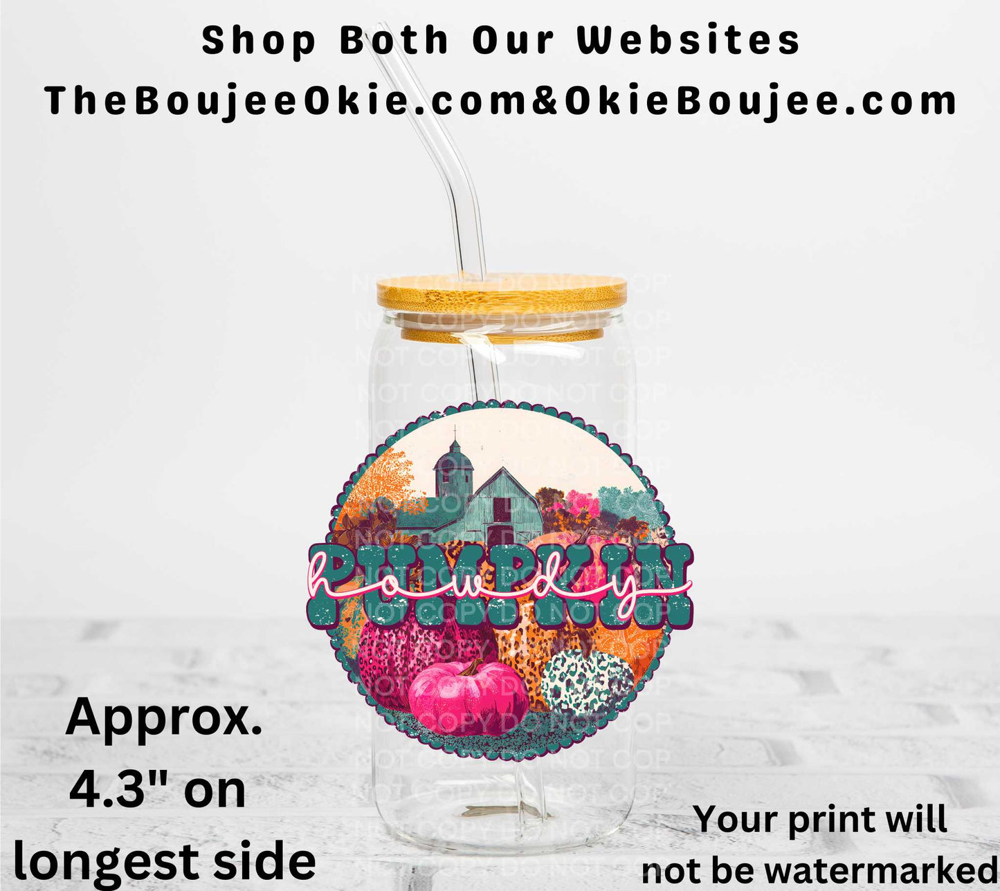 Howdy Pumpkin UV DTF Decal Double Sided