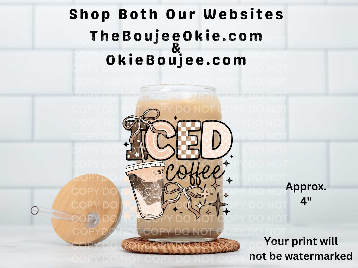 Iced Coffee UV DTF Decal Double Sided