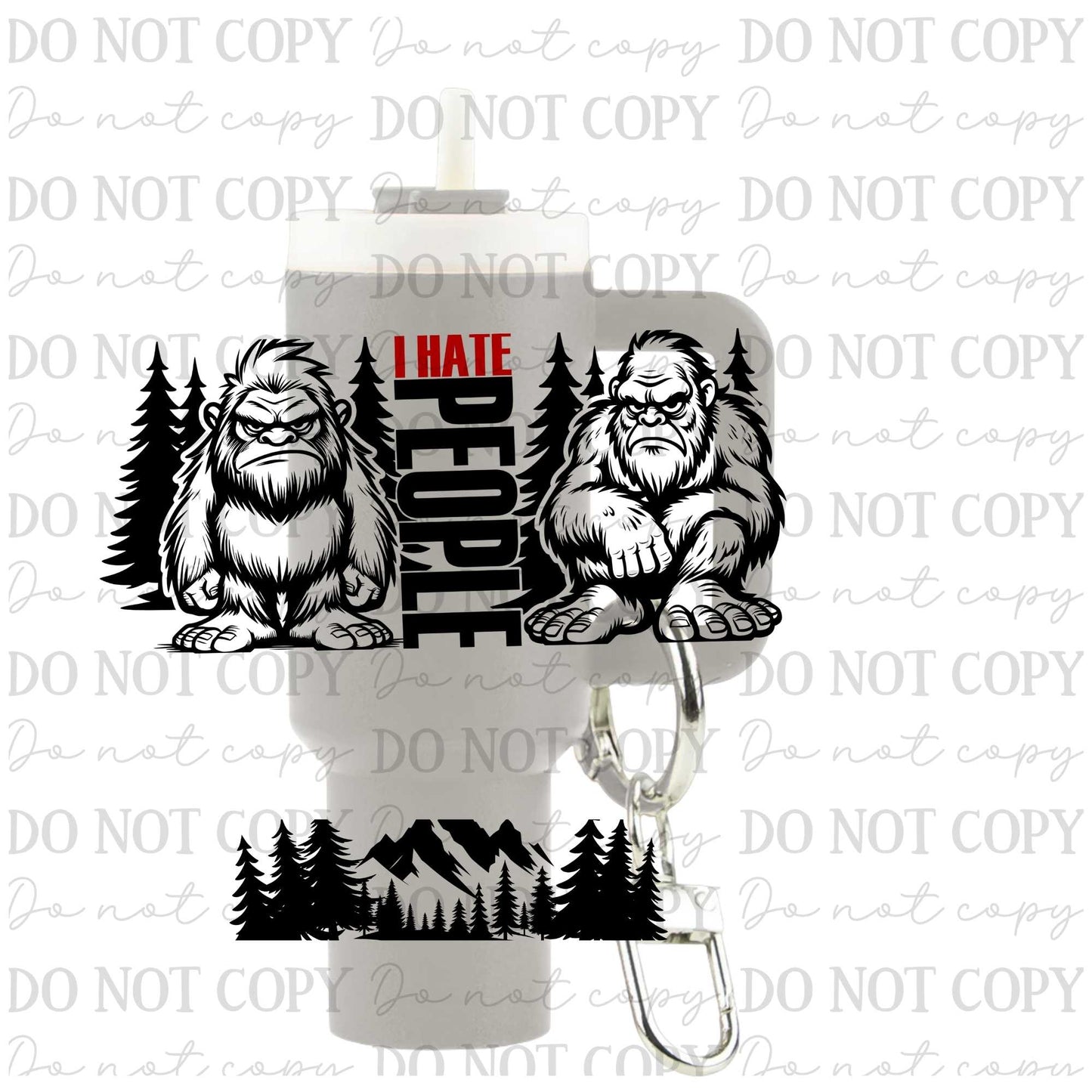 I Hate People Sasquatch Uv Dtf Wrap For Mini Tumbler Keychains