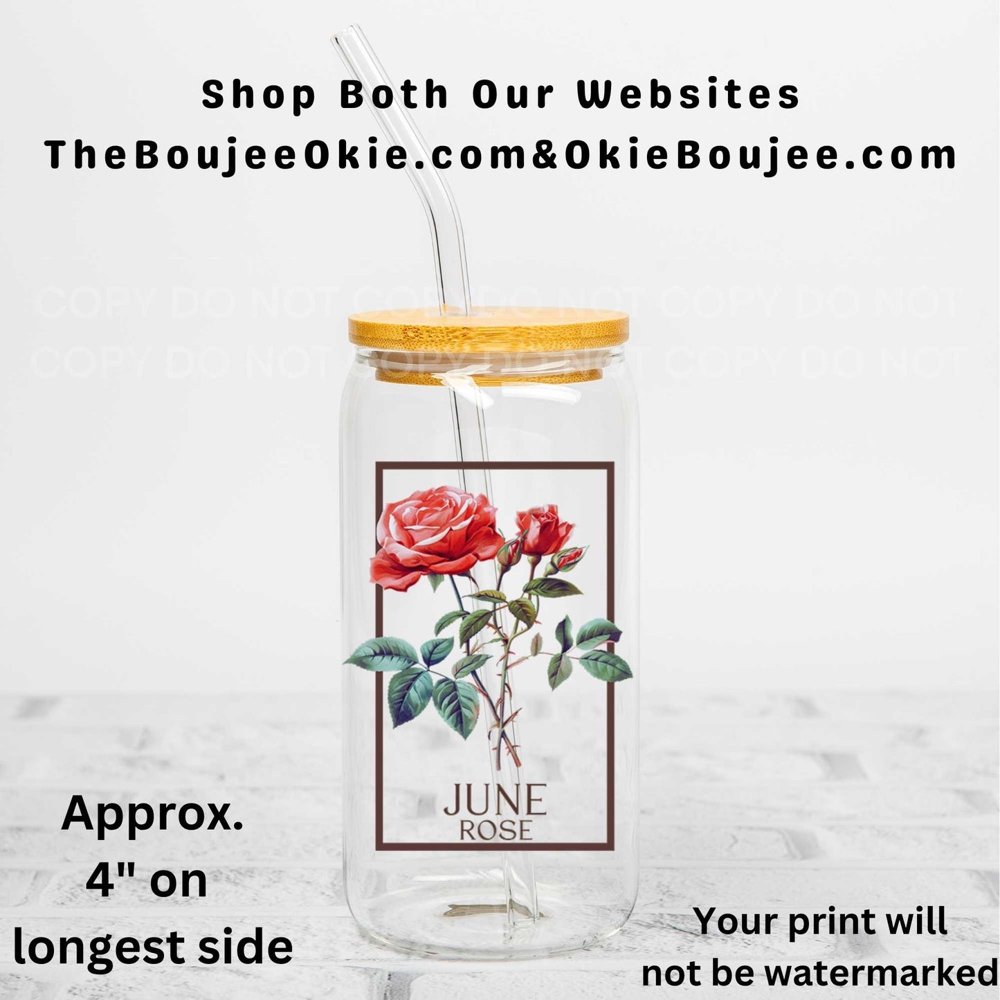 June Birth Month Flower Rose Uv Dtf Decal Double Sided