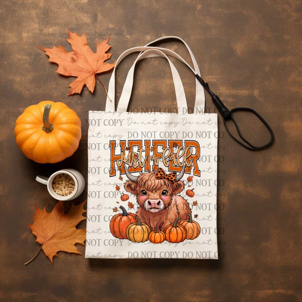 Just A Fall Heifer Cow Tote Bag Sublimation Print