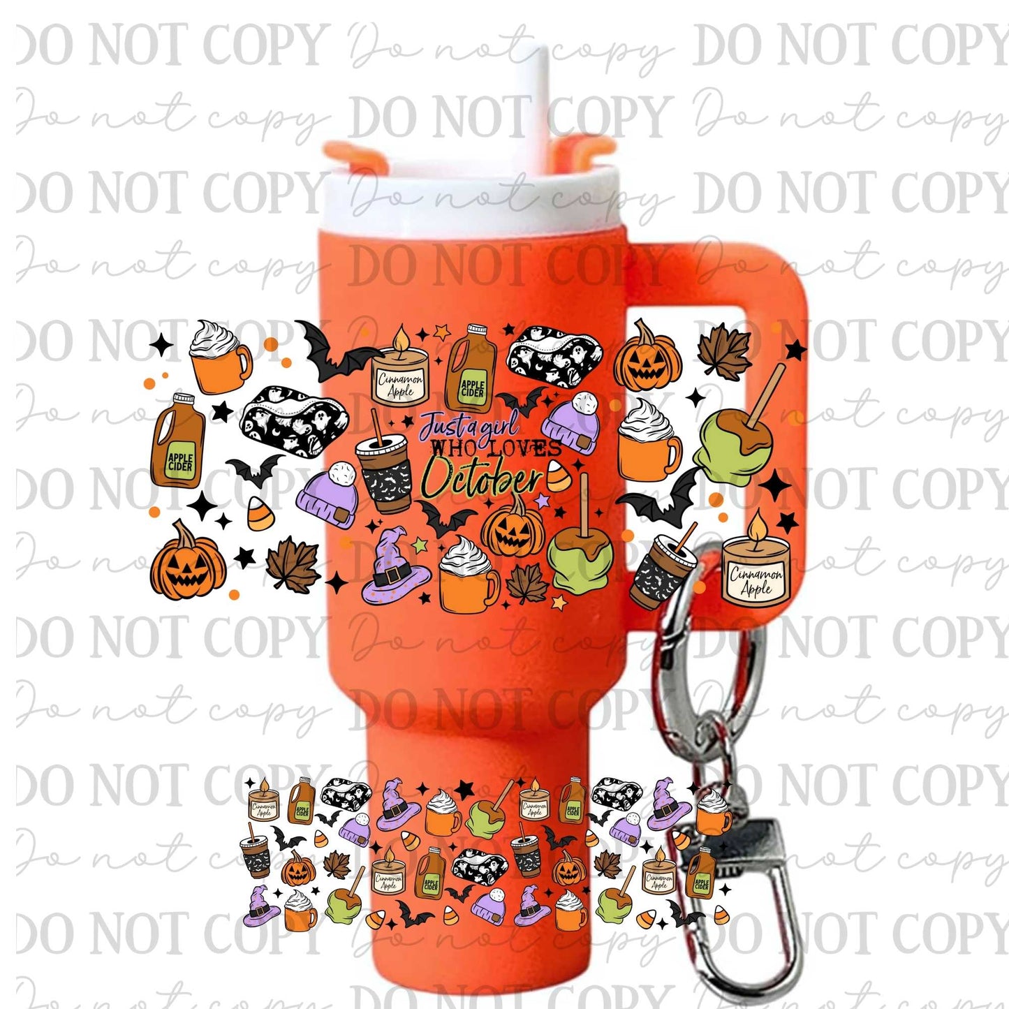 Just A Girl Who Loves October Uv Dtf Wrap For Mini Tumbler Keychains
