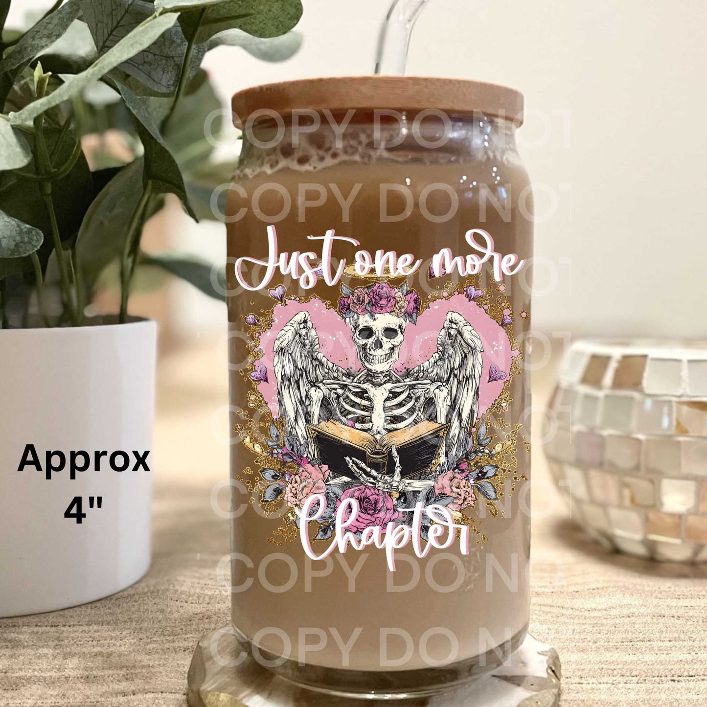 Just One More Chapter Angel Skeleton Uv Dtf Decal Double Sided