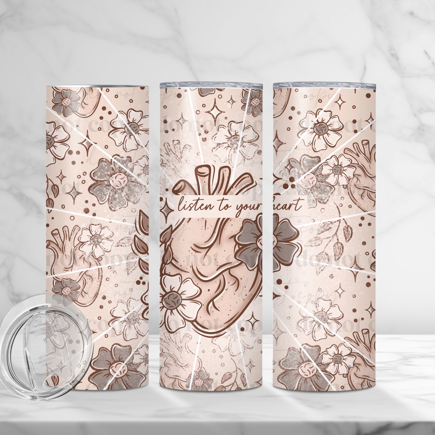 Listen To Your Heart 20oz Skinny Tumbler Sublimation Print