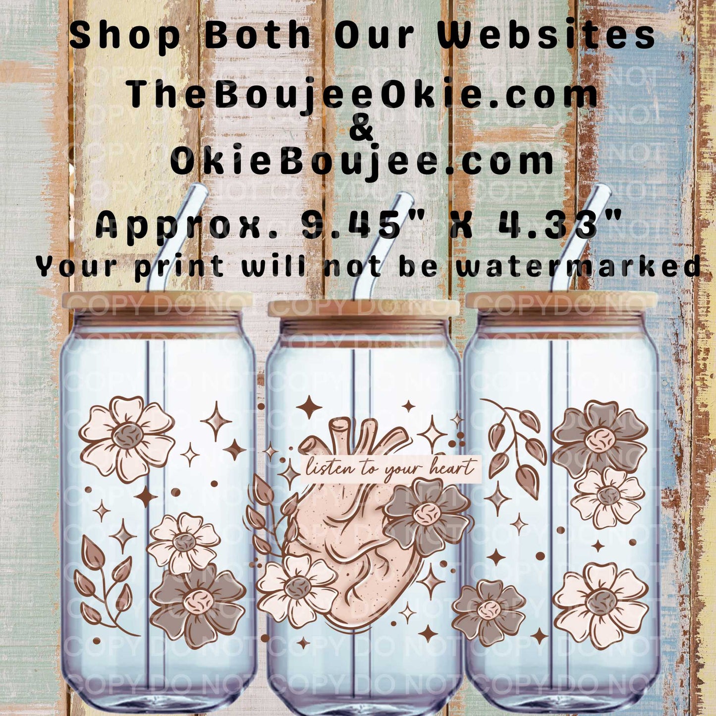 Listen To Your Heart Double-Sided UV DTF Wrap