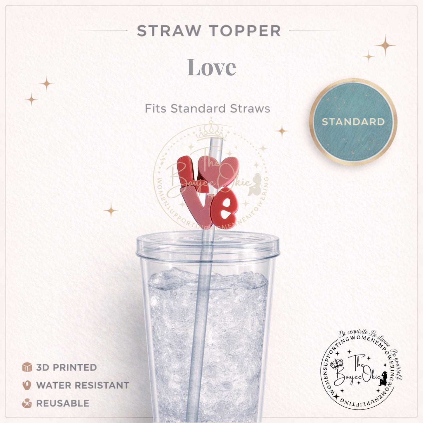 Love Straw Topper For Standard Straws