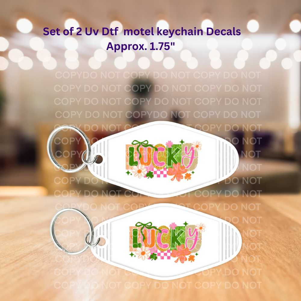 Lucky Set of 2 UV DTF Motel Key Chain Decals