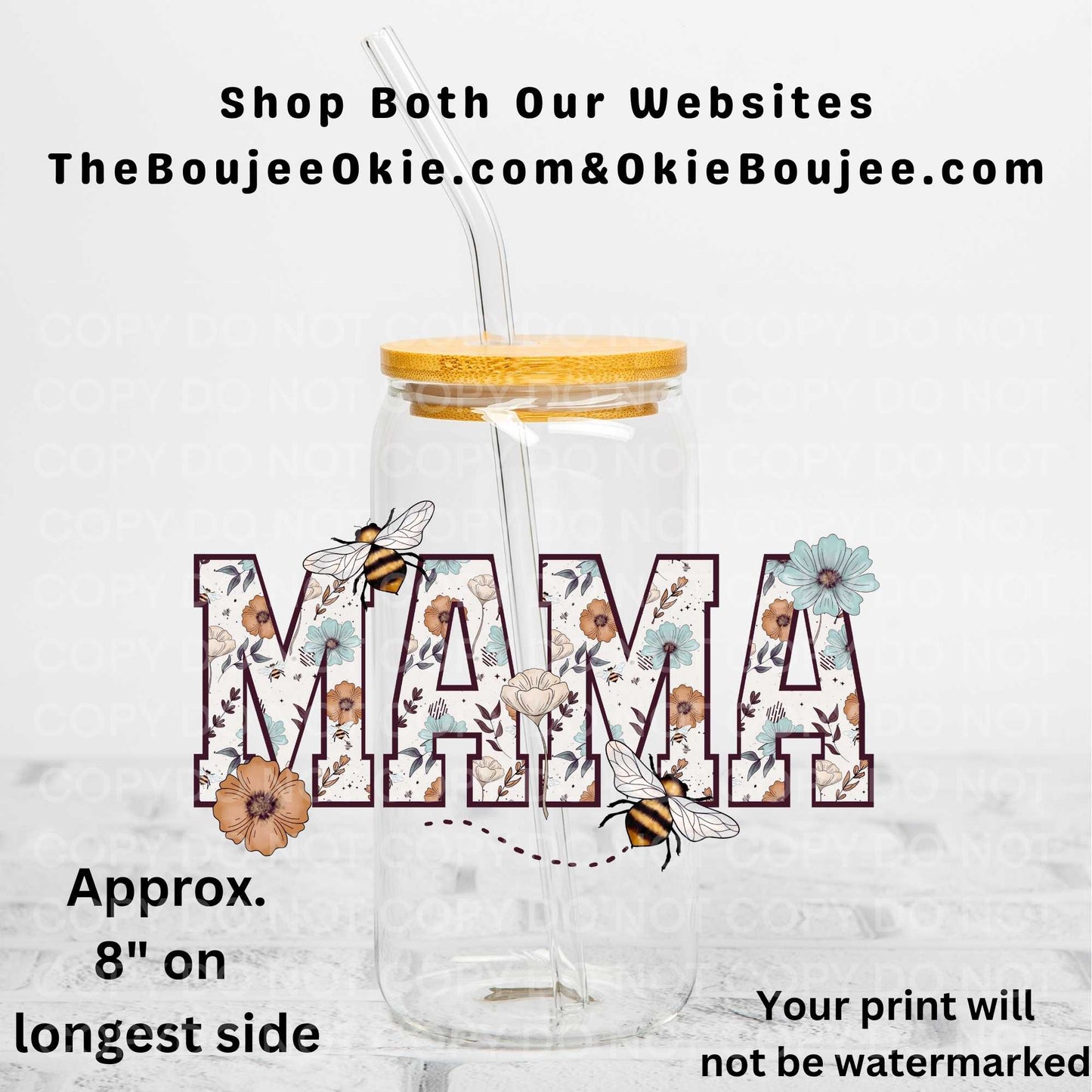 Mama Florals Bees Uv Dtf Decal Double Sided