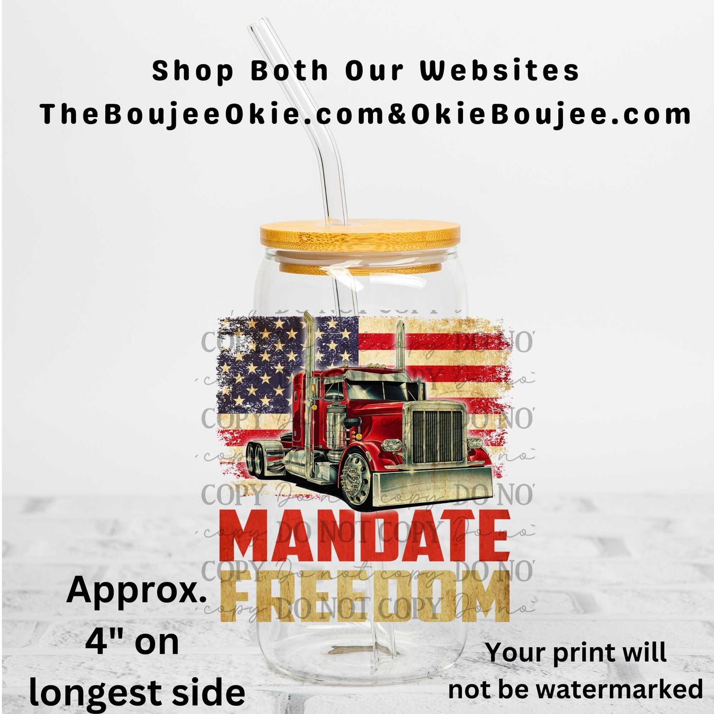 Mandate Freedom Truck Driver Trucker Flag Uv Dtf Decal Double Sided