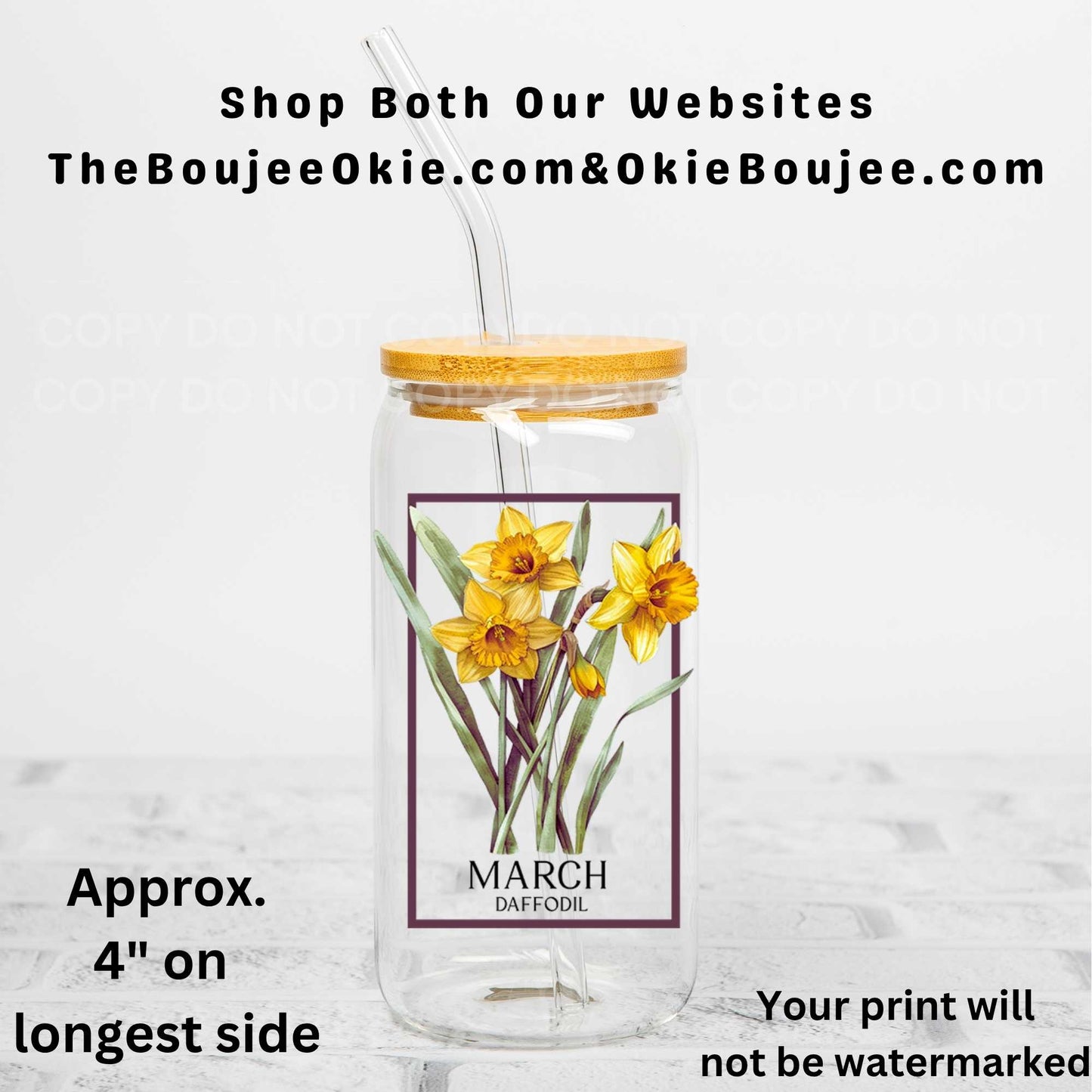 March Birth Month Flower Daffodil Uv Dtf Decal Double Sided