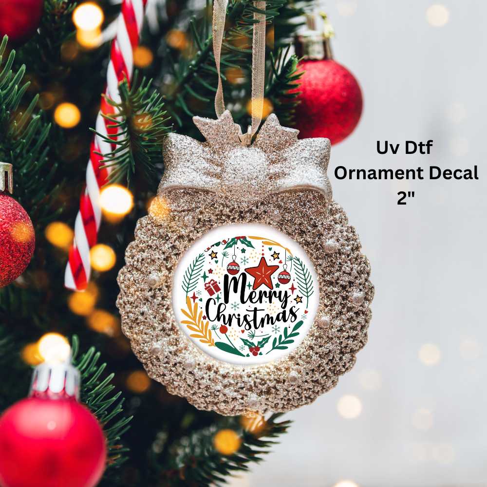Christmas Wreath Ornament or Magnet UV DTF Decal