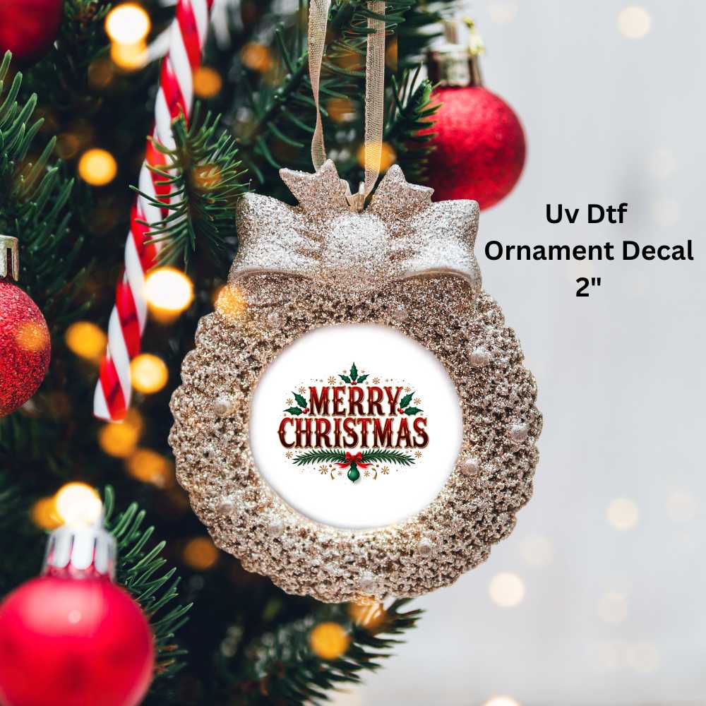 Merry Christmas Ornament or Magnet UV DTF Decal