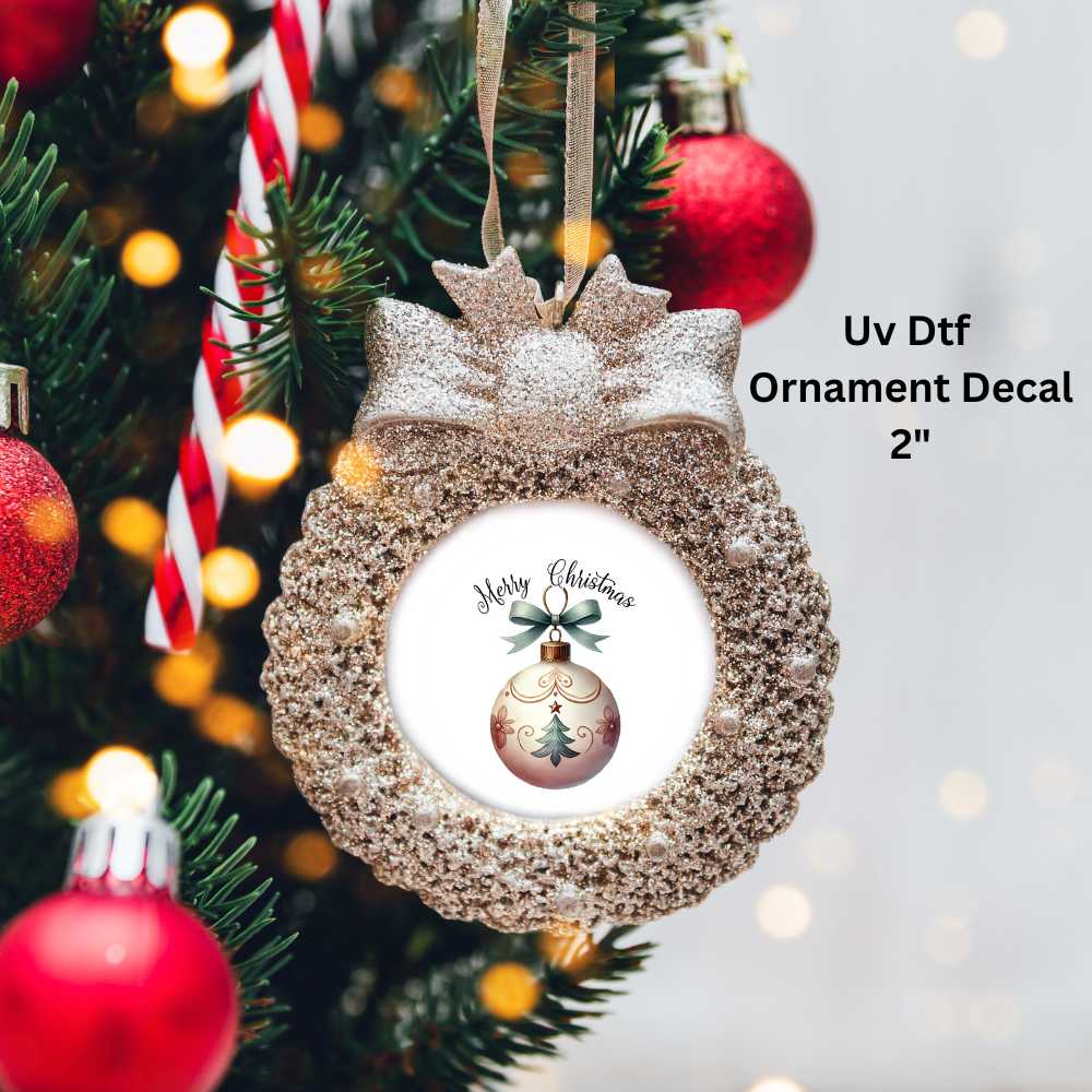 Merry Christmas Ornament or Magnet UV DTF Decal
