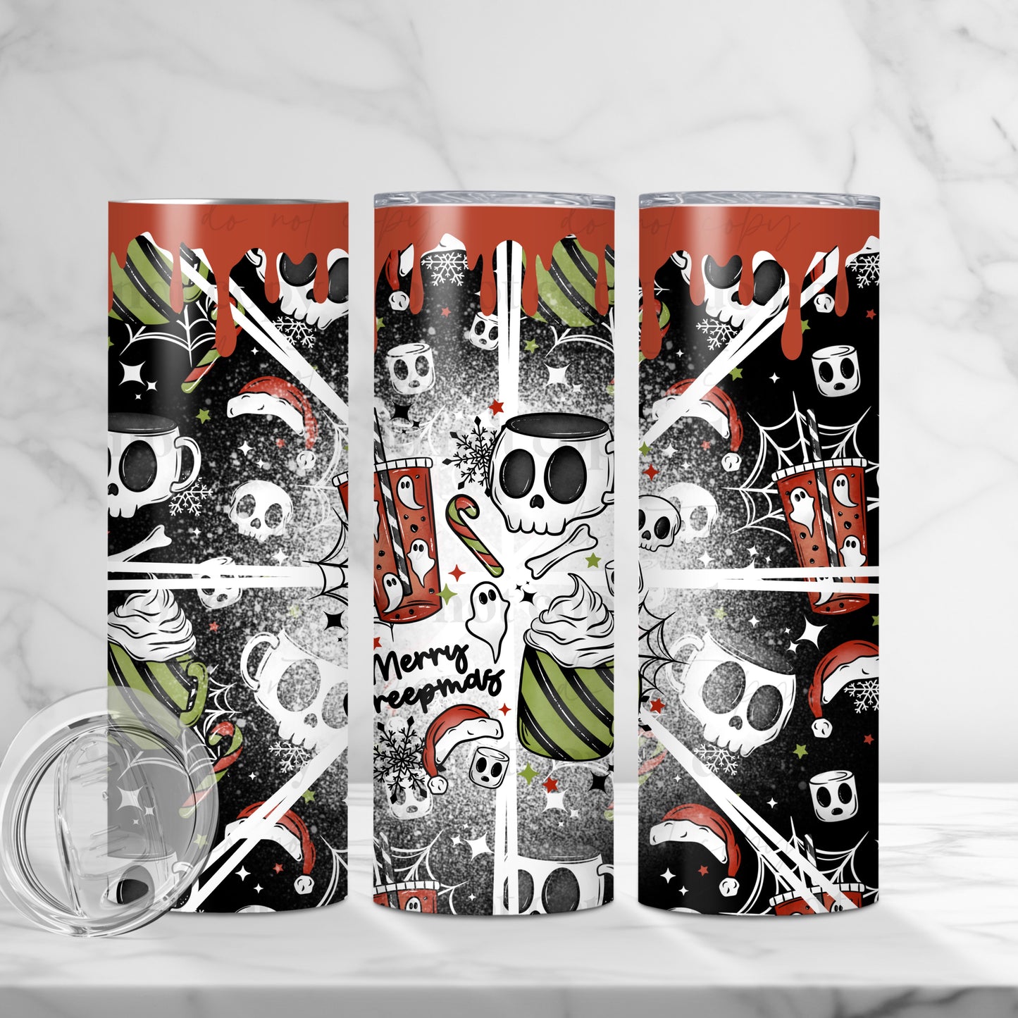 Merry Creepmas 20oz Skinny Tumbler Sublimation Print