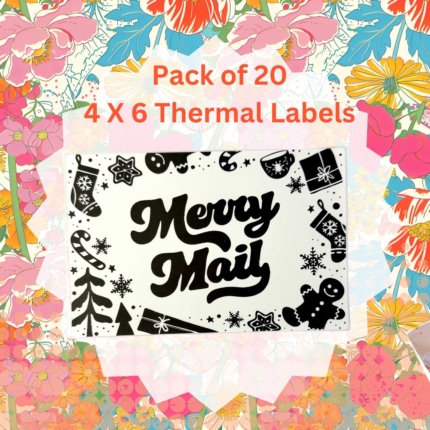Merry Mail Pack of 20 Thermal Label Shipping Packaging Stickers